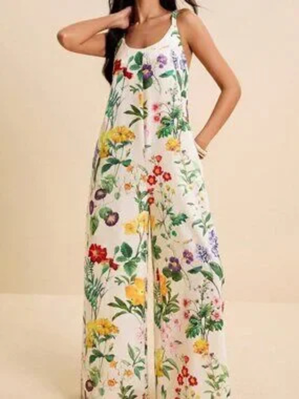 Boho Multicolor Women's Floral Tropical Sleeveless Jumpsuit